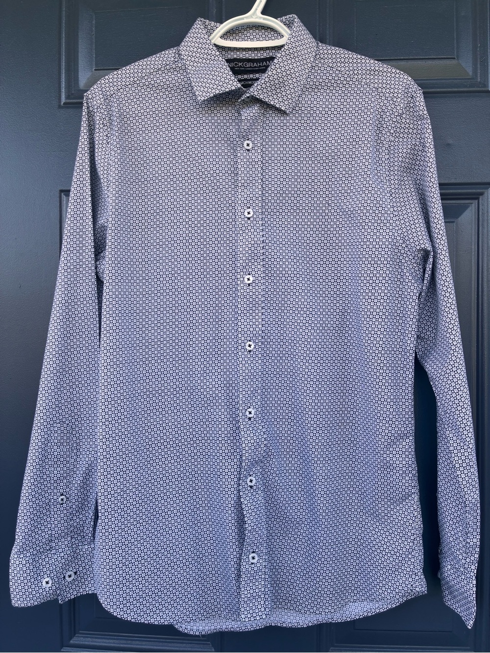 Nick Graham Men's Stretch Modern Fit Geometric Print
Long Sleeve Dress Shirt